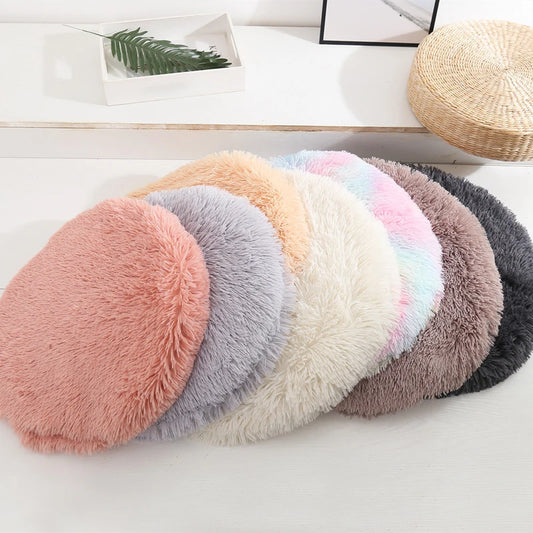 Long Plush Soft Fluffy Round Bed